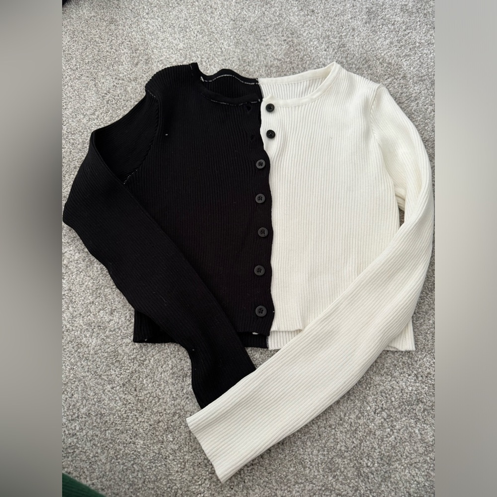 Cropped black and white long sleeve